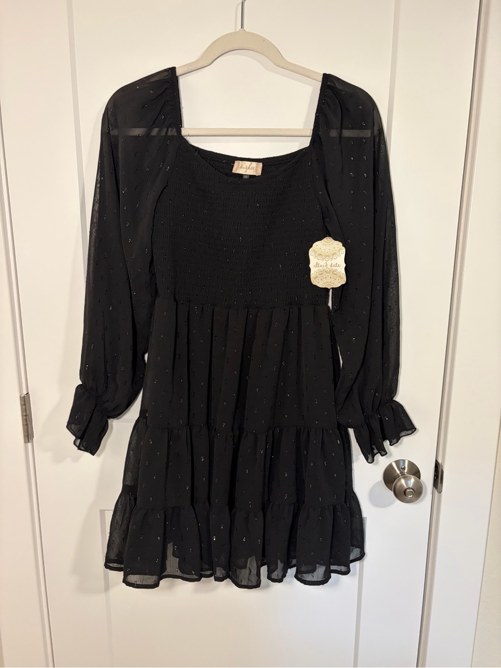 NWT Altar’d state size small long sleeve black mini dress